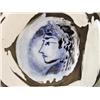 Image 2 : A LIMITED EDITION BLUE, WHITE, AND BLACK-GLAZED CERAMIC PLATE, DEPICTING A PROFILE BUST, TITLED "MAD