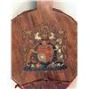 Image 3 : A VICTORIAN LEATHER, BRASS AND OAK BELLOWS DECORATED WITH AN HERALDIC CREST