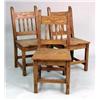 Image 1 : A GROUP OF THREE PINE STEPPED CARVED PLANK CHAIRS