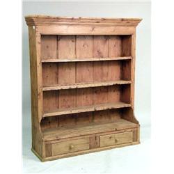 A PROVINCIAL PINE HANGING TWO-DRAWER WALL CUPBOARD