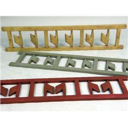 THREE PAINTED PINE HANGING COAT RACKS