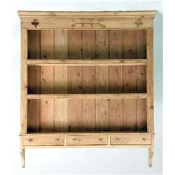 A PINE THREE-DRAWER HANGING WALL CABINET