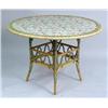 Image 2 : A POLYCHROME RATTAN AND FLORAL UPHOLSTERED CIRCULAR BREAKFAST TABLE
