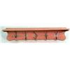 Image 1 : A SALMON-PAINTED PINE AND WROUGHT-IRON SHELF-FORM COAT RACK