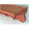 Image 2 : A SALMON-PAINTED PINE AND WROUGHT-IRON SHELF-FORM COAT RACK