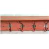 Image 3 : A SALMON-PAINTED PINE AND WROUGHT-IRON SHELF-FORM COAT RACK