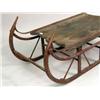 Image 2 : A RED PAINTED OAK AND METAL SLEIGH