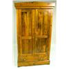 Image 1 : A STAINED PINE SCALLOP TOP TWO DOOR ARMOIRE