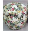 Image 2 : TWO CIRCULAR FLORAL-DECORATED TUFTED OTTOMANS
