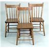 Image 1 : THREE SPINDLE-BACK PLANK SEAT WINDSOR SIDE CHAIRS