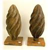 Image 1 : A PAIR OF CARVED WOOD FLAME-FORM FINIALS