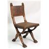 Image 1 : A BAROQUE STYLE TOOLED LEATHER AND CARVED WALNUT SIDE CHAIR