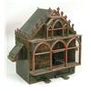 Image 1 : A RED, GREEN, AND WIREWORK GOTHIC REVIVAL BIRDHOUSE
