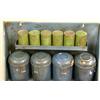Image 2 : A GREEN- AND BLUE-PAINTED TOLE SET OF CANISTERS AND HANGING CABINETS