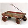 Image 1 : A WROUGHT-IRON AND RED-PAINTED PULL WAGON