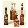 Image 1 : A MISCELLANEOUS GROUP OF FROSTED AND CRANBERRY CUT-TO-CLEAR STOPPERED DECANTERS