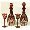Image 1 : A PAIR OF FROSTED AND CRANBERRY CUT-TO-CLEAR STOPPERED DECANTERS