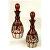 Image 2 : A PAIR OF FROSTED AND CRANBERRY CUT-TO-CLEAR STOPPERED DECANTERS