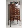 Image 1 : A QUEEN ANNE STYLE CARVED AND FIGURED MAHOGANY HIGH CHEST OF DRAWERS