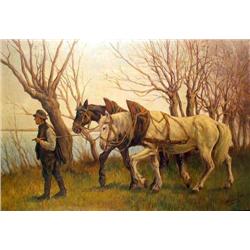 A FRAMED OIL ON CANVAS