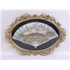 Image 1 : A PAINTED PAPER AND MOTHER OF PEARL FAN IN PRESENTATION FRAME