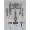 Image 1 : A GROUP OF FOUR FRENCH MOTHER-OF-PEARL HANDLED CUTLERY ITEMS