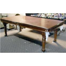 A VICTORIAN TURNED AND FIGURED MAHOGANY LIFT-TOP POOL TABLE/DINING TABLE