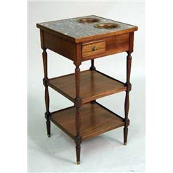 A LOUIS XVI STYLE BRASS-MOUNTED MAHOGANY MARBLE TOP REFFRAICHISSOIRE