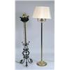 Image 1 : A BRASS AND WROUGHT-IRON STANDING HURRICANE SHADE FLOOR LAMP