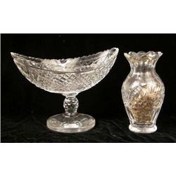 TWO COLORLESS GLASS TABLE ARTICLES