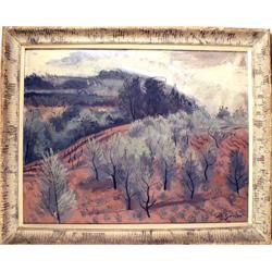 A FRAMED OIL ON CANVAS