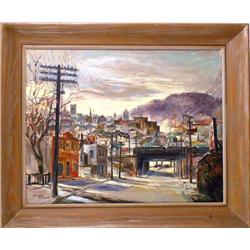 A FRAMED OIL ON CANVAS