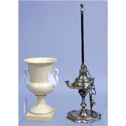 A BRASS OIL LAMP