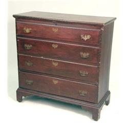 A CHIPPENDALE STYLE STAINED MAPLE TWO DRAWER LIFT-TOP BLANKET CHEST