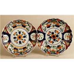 TWO SIMILAR FLORAL-DECORATED CABINET PLATES