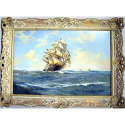 A FRAMED OIL ON CANVAS