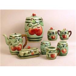 A GROUP OF CERAMIC POLYCHROME-DECORATED KITCHEN ARTICLES