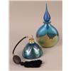 Image 1 : A GROUP OF TWO AQUA AND IRIDESCENT GLASS PERFUME BOTTLES