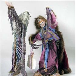 TWO MIXED MEDIA COMPOSITION FIGURES