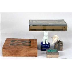 AN ASSORTED GROUP OF COVERED BOXES