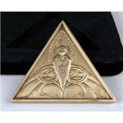 A BRONZE TRIANGULAR MEDALLION