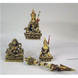 A GROUP OF THREE GILDED BRONZE SCULPTURES