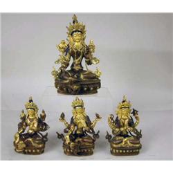 A GROUP OF GILDED BRONZE SCULPTURES
