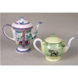 TWO POLYCHROME-DECORATED PORCELAIN TABLE ARTICLES