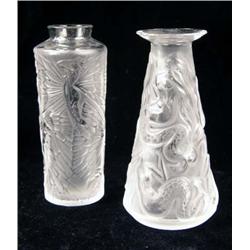 TWO FROSTED TO CLEAR SMALL VASES
