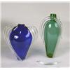 Image 1 : TWO COLORED TO CLEAR ART GLASS VASES