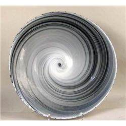 AN ART GLASS SWIRL ONYX AND WHITE GLASS CHARGER