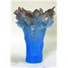 Image 1 : A FROSTED BLUE AND AMETHYST COLORED GLASS VASE