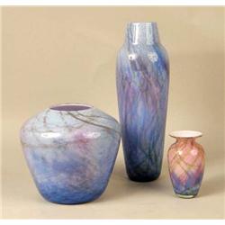 A GROUP OF THREE ART GLASS TABLE ARTICLES