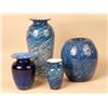 Image 1 : A GROUP OF FOUR BLUE MARBLEIZED ART GLASS VASES